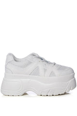 AZALEA WANG JUTTA FLATFORM SNEAKER IN WHITE