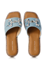 AZALEA WANG MIRIA DENIM AND DIAMOND SLIP ON SANDAL
