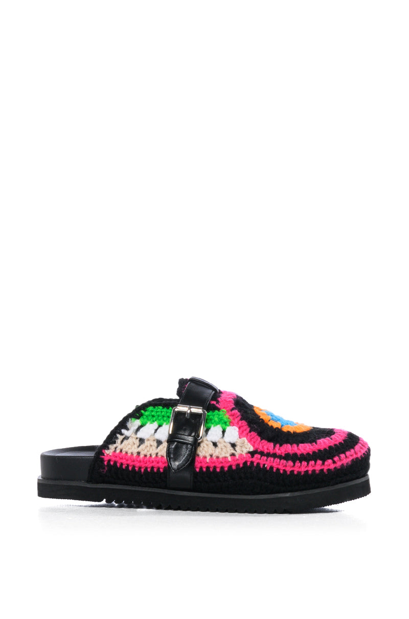 AZALEA WANG MURPHY CROCHET LOAFER IN BLACK MULTI