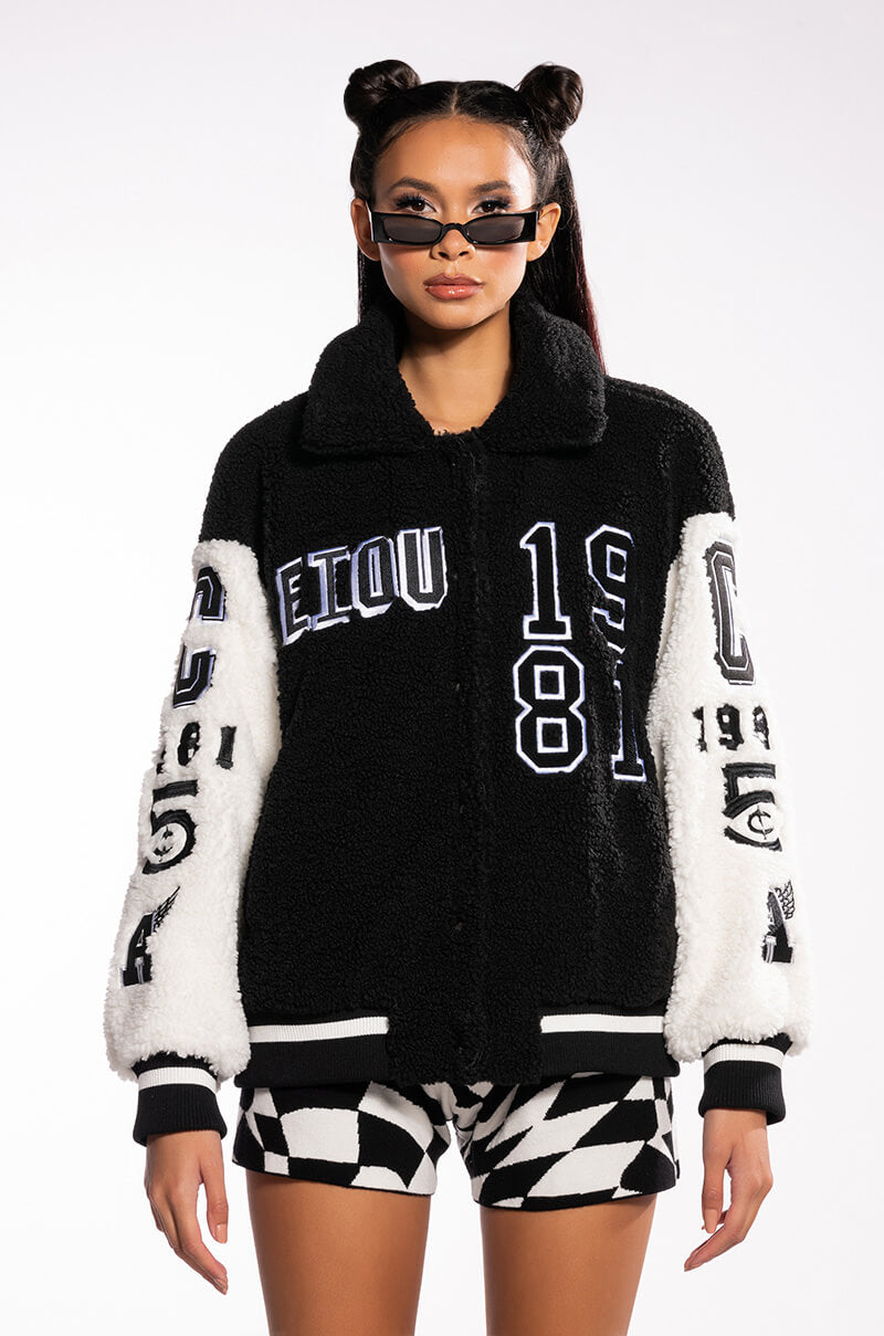SOLO BEAR TEDDY VARSITY JACKET