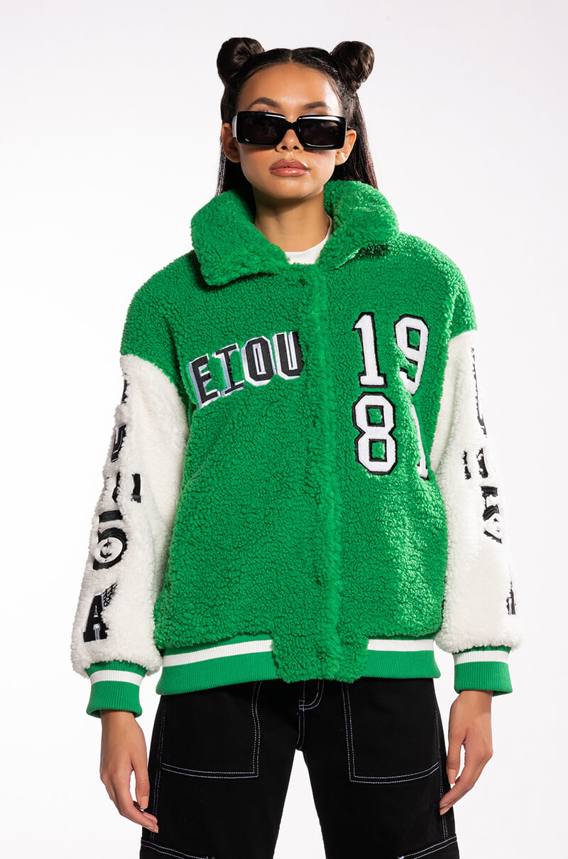 SOLO BEAR TEDDY VARSITY JACKET