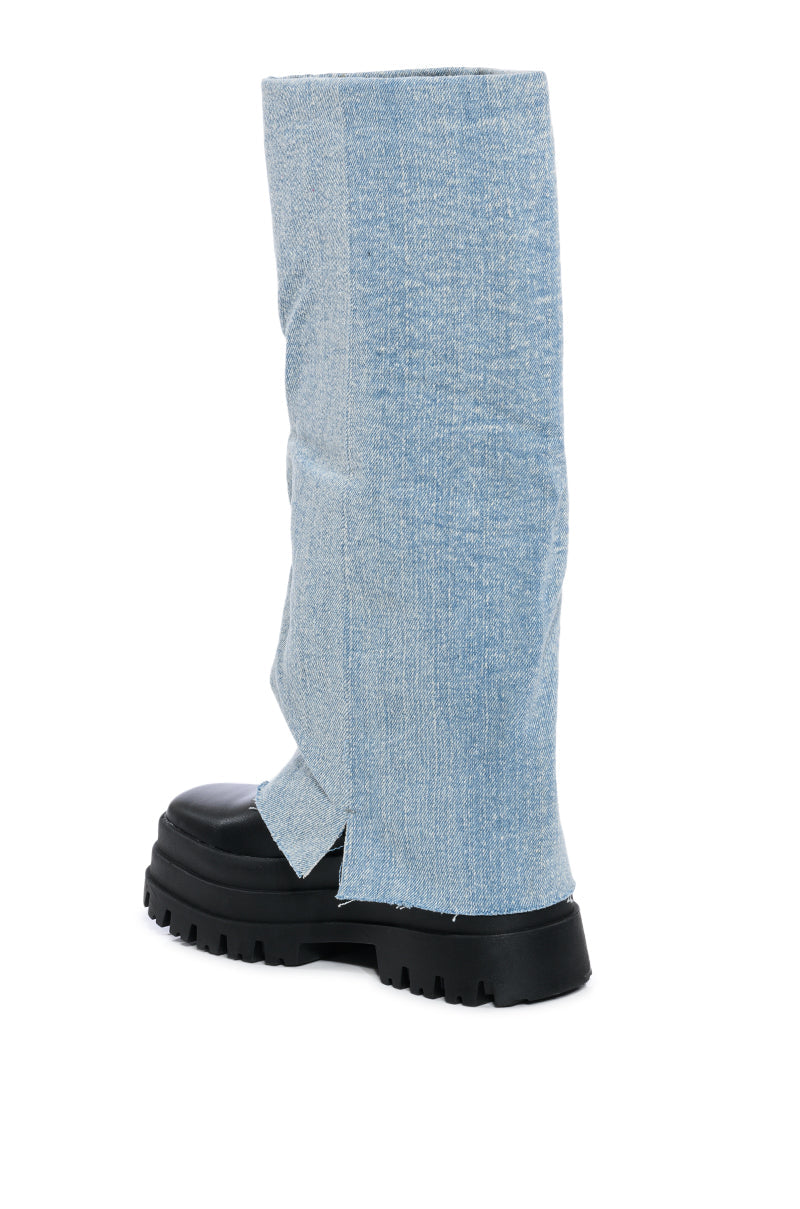 AZALEA WANG SHURI DENIM FOLD OVER BOOT