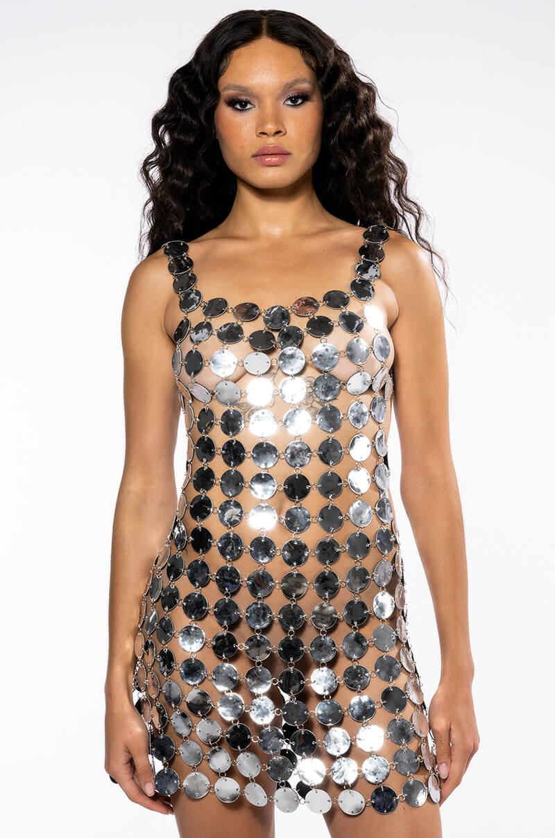 BARELY THERE COIN SIDE SLIT MINI DRESS