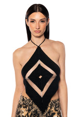 BARELY THERE HALTER TOP IN BLACK