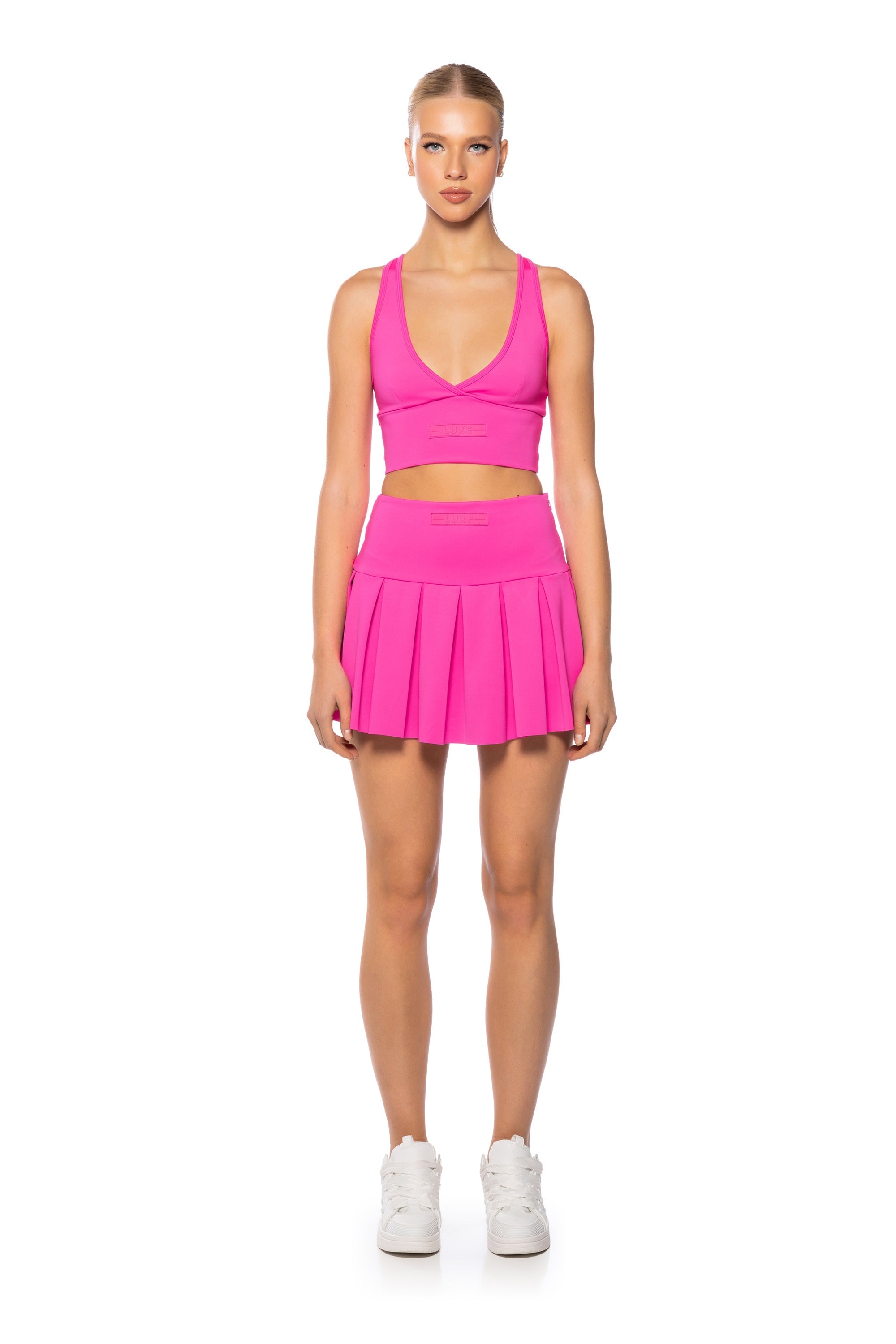 ITS THE PAXTON LUXE LONGLINE BRALETTE IN NEON PINK