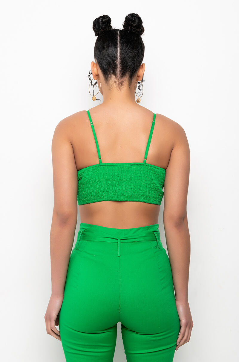 BE SOMEBODY SMOCKED CROP TANK