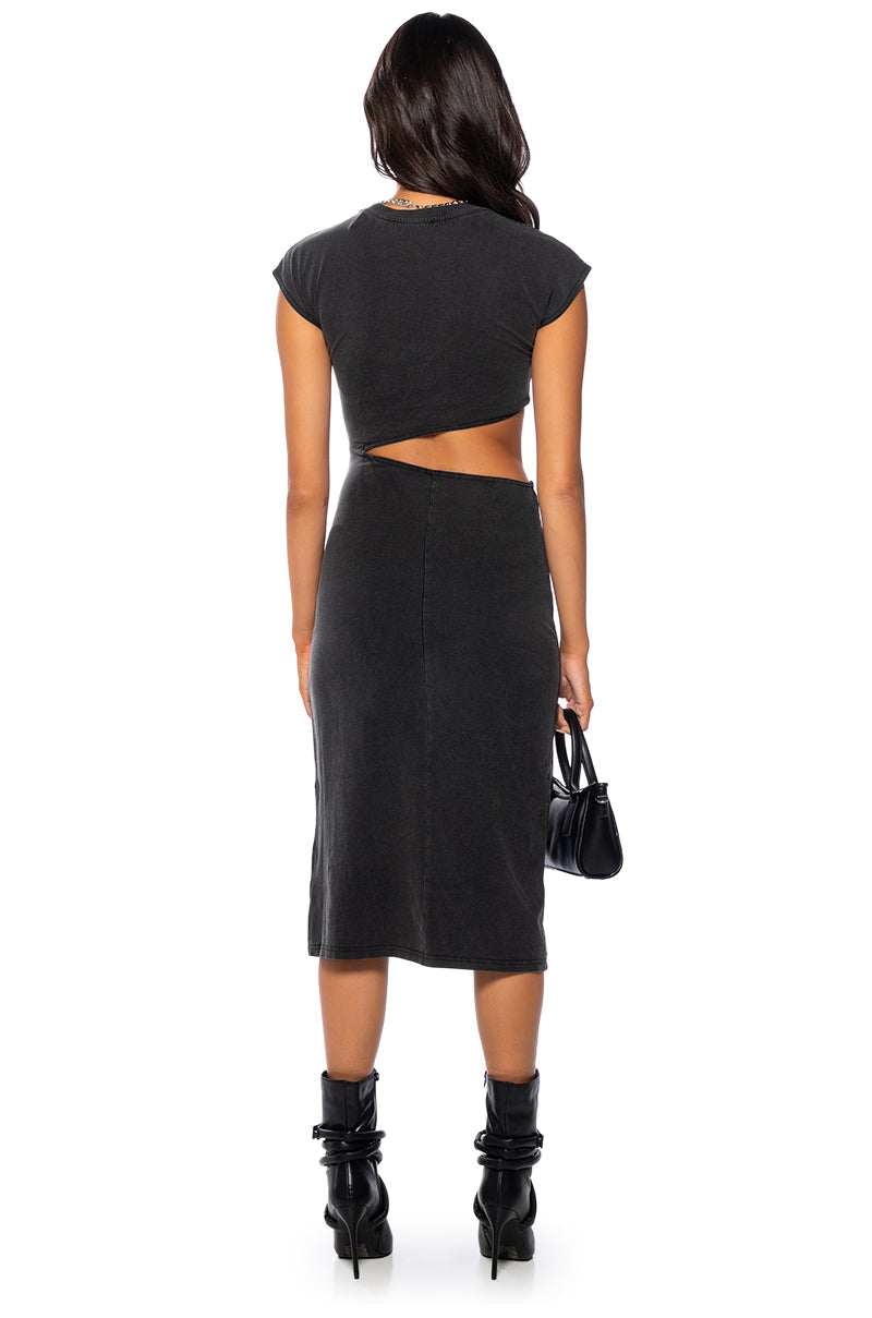 TERRY CUT OUT TSHIRT MIDI DRESS