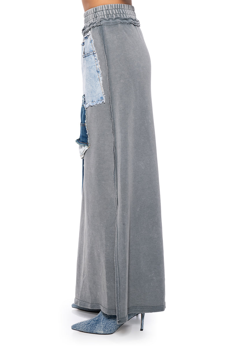 DENIM DREAMS ZIPPER DETAIL MAXI SKIRT