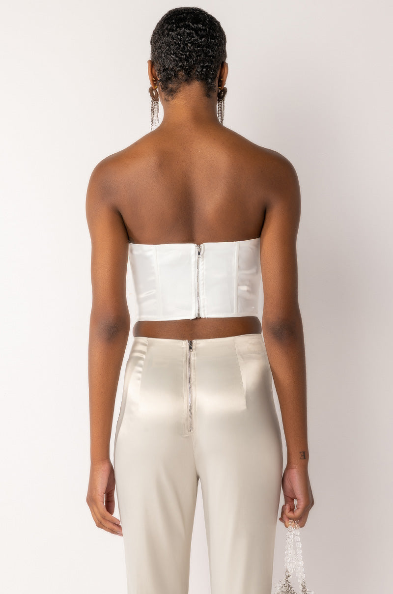 SOPHIE RHINESTONE SATIN BUSTIER