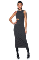 EFFORTLESS WIN SIDE CUTOUT MIDI DRESS