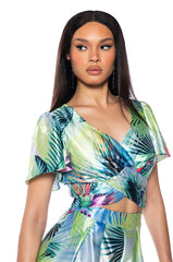 ETTA CROPPED FLOUNCE SLEEVE BLOUSE
