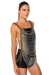 EXTRAVAGANT MIXED METAL BODY CHAIN TOP