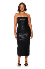 FRONT ROW BODYCON STRAPLESS MAXI DRESS IN BLACK