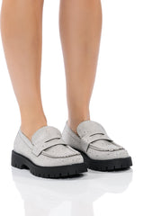 GENTLY EMBELLISHED LOAFER IN SILVER