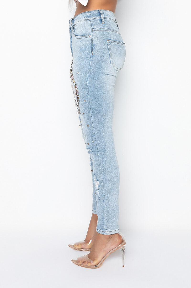 GLAMOUR RHINESTONE SKINNY JEANS