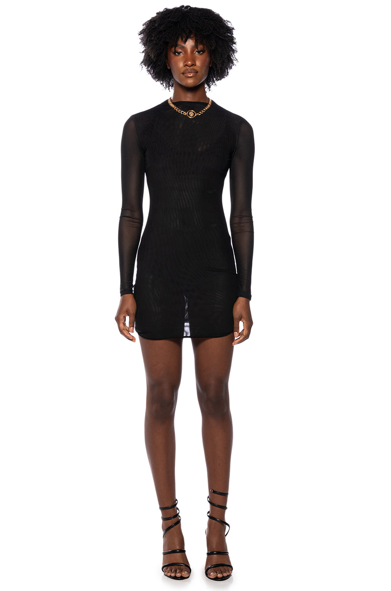 HARPER LONG SLEEVE MESH MINI DRESS