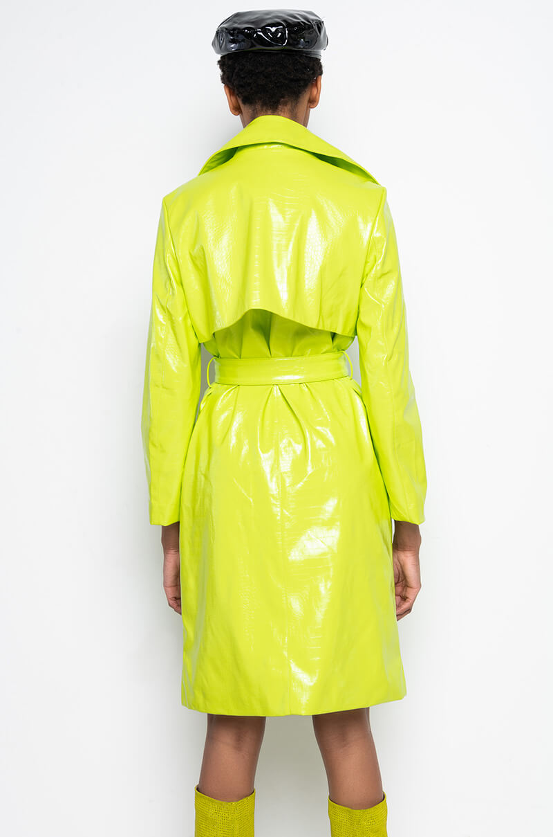HEARTS ON FIRE NEON CROC TRENCH JACKET