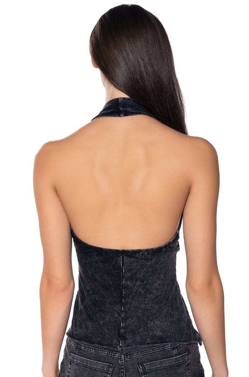 KILEY MINERAL WASH HALTER TOP
