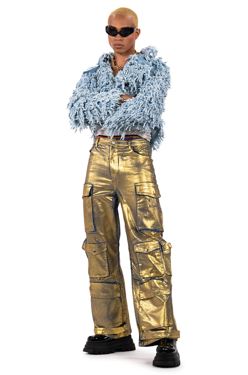 LA ISLA METALLIC CARGO JEANS