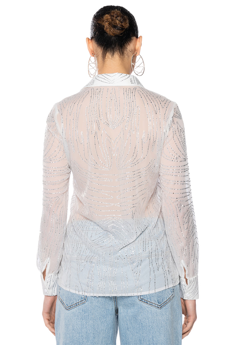 LOTTIE EMBELLISHED CHIFFON BUTTON DOWN