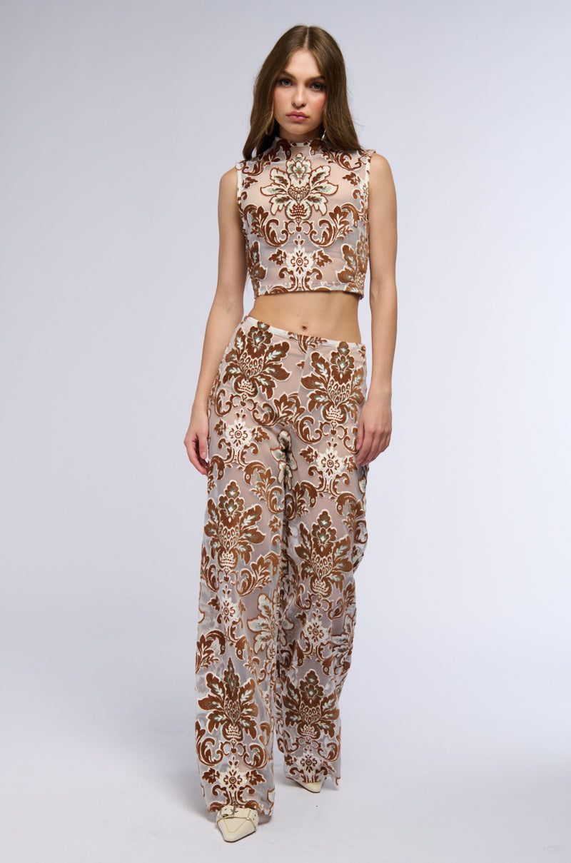 LOTUS MESH MOCK NECK SLEEVELESS TOP