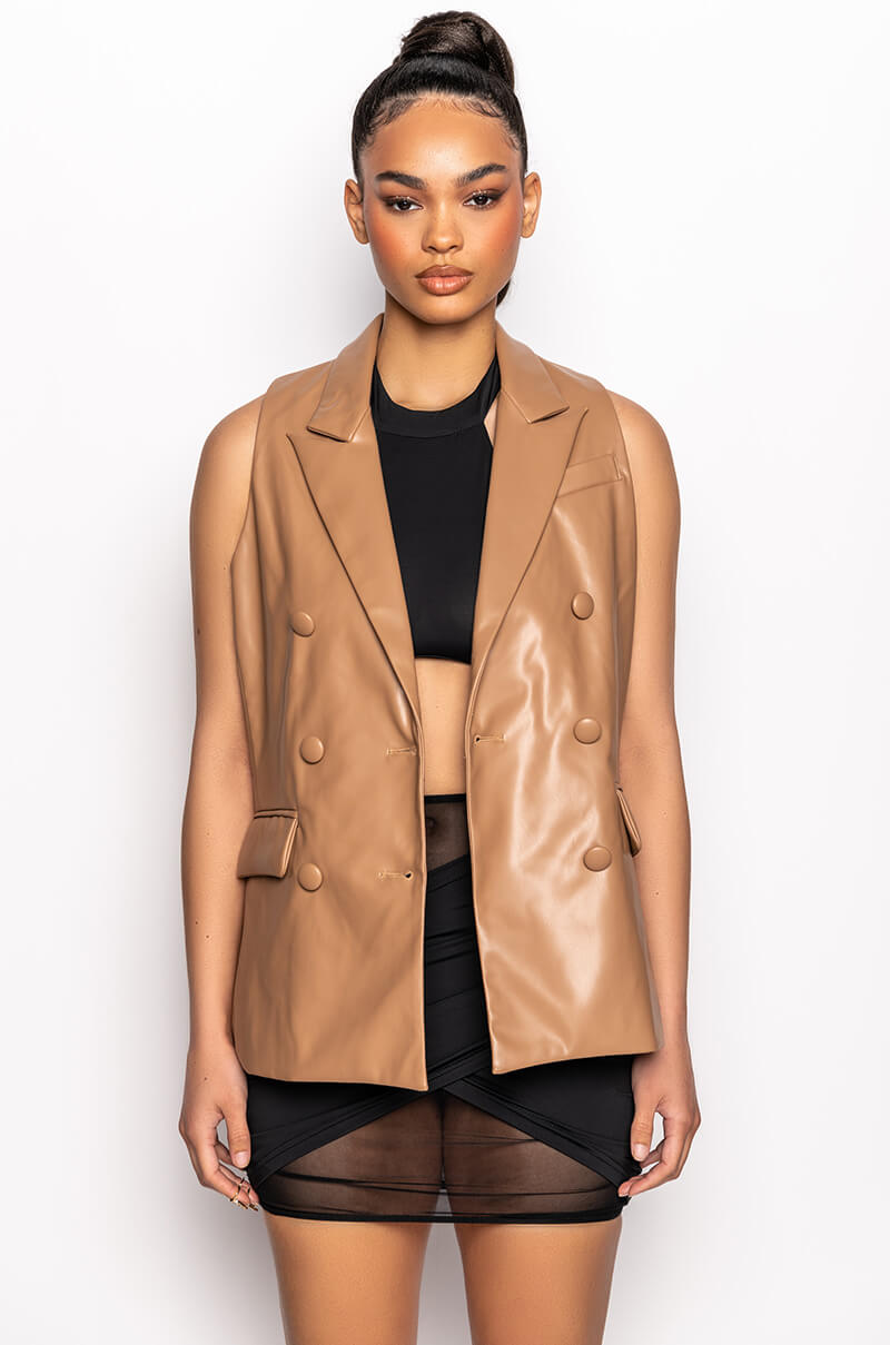 LEXI PU BLAZER VEST