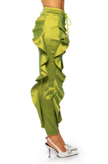 MELANIE RUFFLE DETAILED JOGGER IN LIME