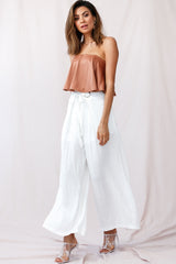 Saigon Wide Leg Eyelet Pants White