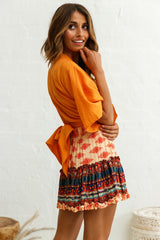 Rivera Deep V Waist Tie Top Tan