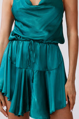 Ferris Cowl Neck Drawstring Dress Jade