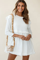 Marion Long Sleeve Shift Dress White