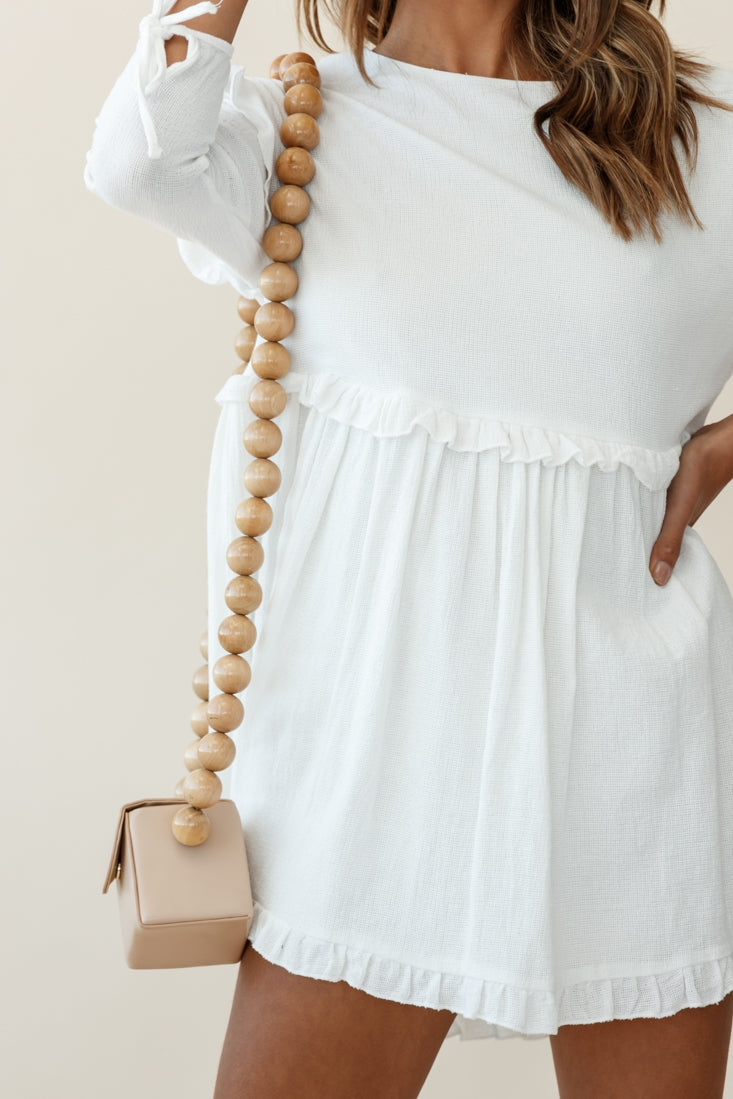 Marion Long Sleeve Shift Dress White