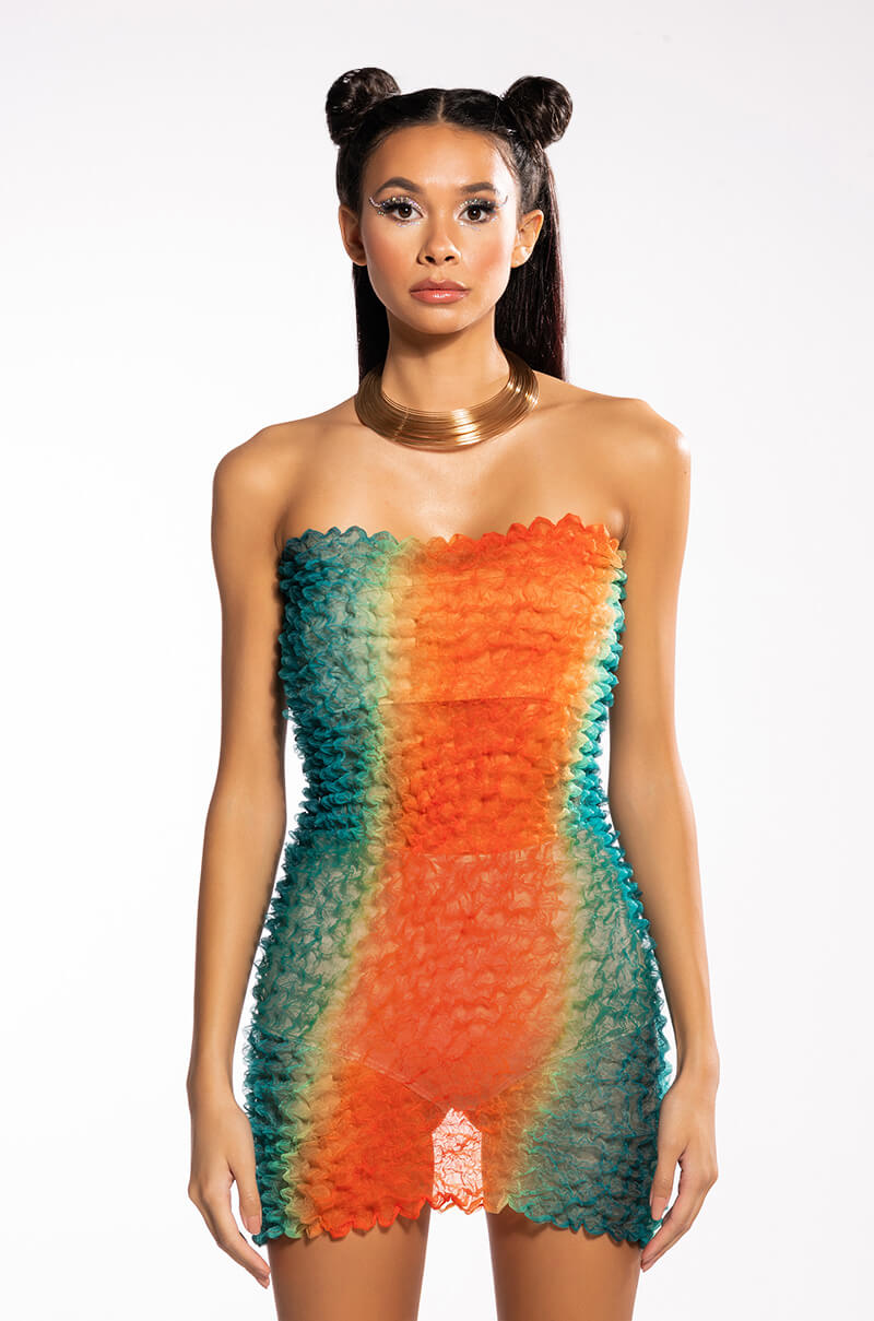 SANGRIA TEXTURED TUBE MINI DRESS