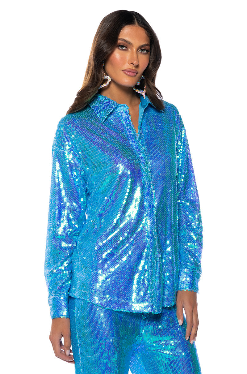 SAPPHIRE DREAMING SEQUIN SHIRT