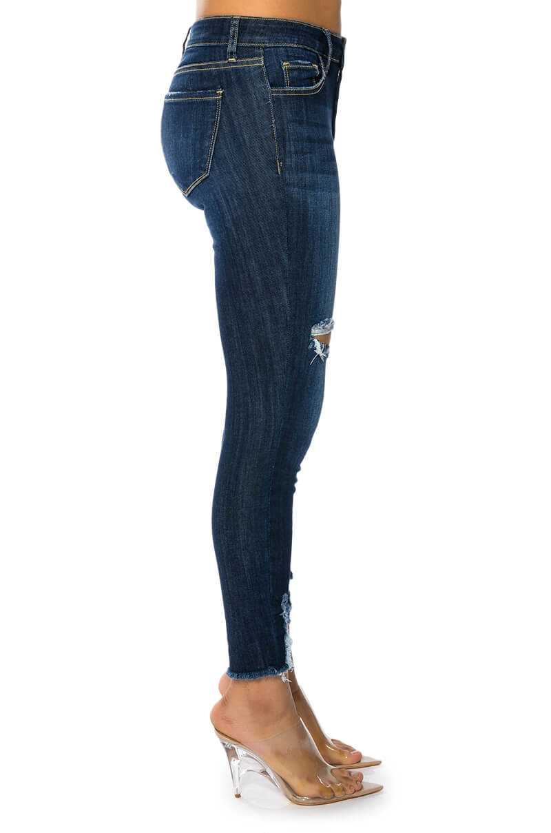 SATURN DARK HIGH RISE SKINNY JEANS