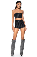 SECOND SKIN RHINESTONE SHORT