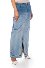 SEEING DOUBLE DENIM MAXI SKIRT