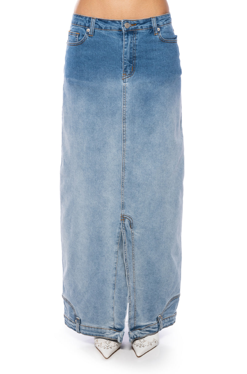SEEING DOUBLE DENIM MAXI SKIRT