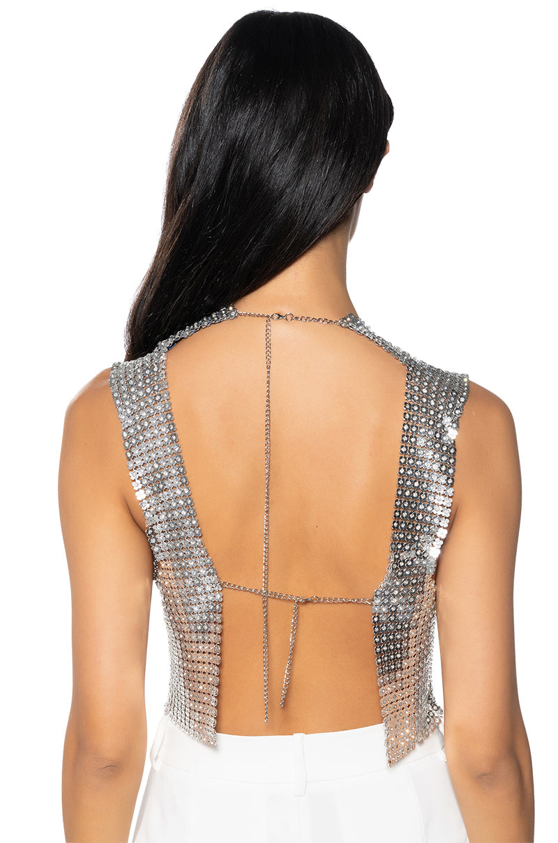 SHE GOT IT CHAINMAIL SLEEVELESS TOP