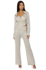 SHOW OFF SEASON EMBELLISHED TROUSER IN SILVER