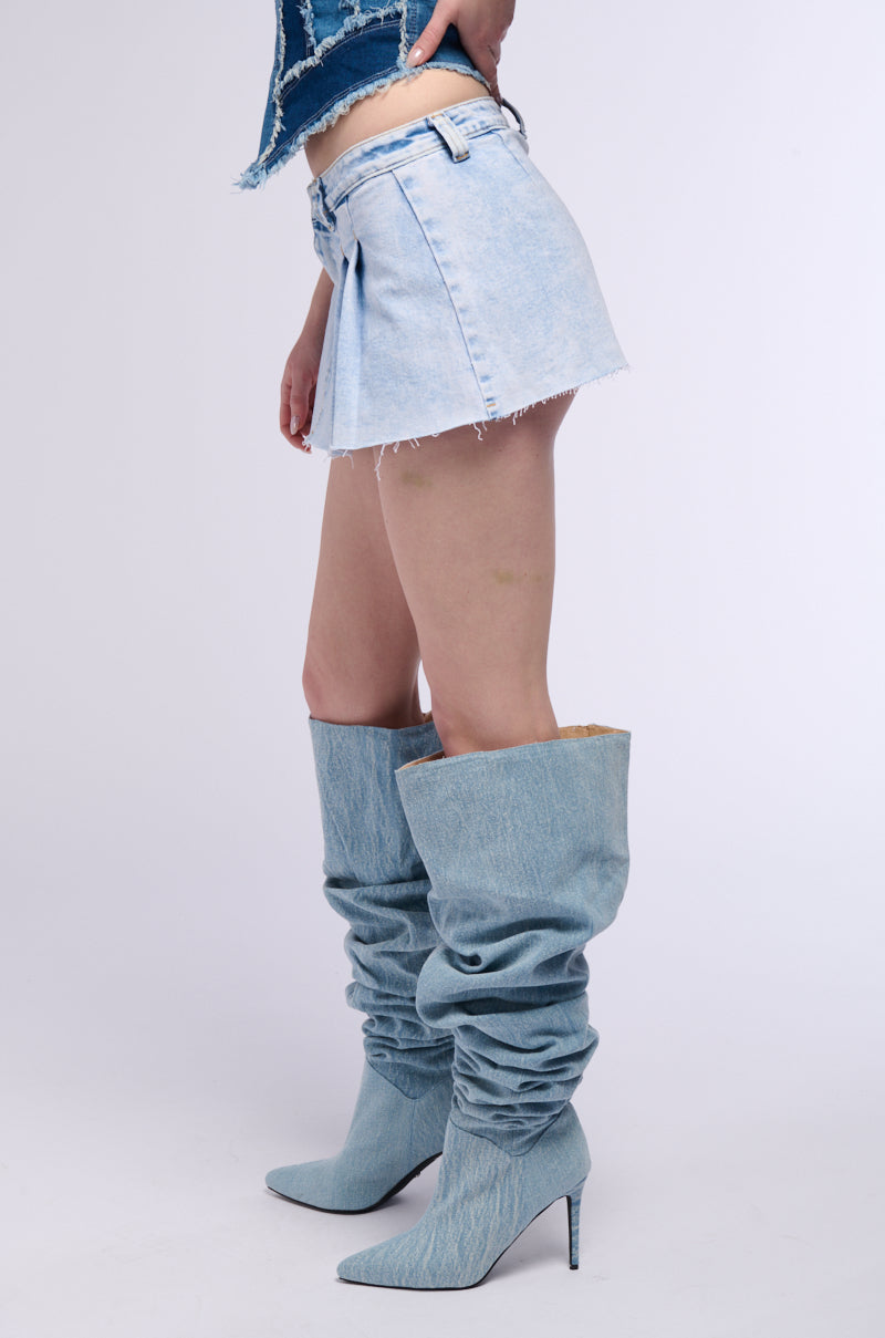 SICILY ACID WASHED DENIM MINI SKIRT