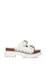 SLOW MOTION WHITE FLATFORM SANDAL
