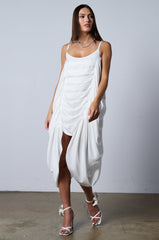 SMOOTH OPERATOR RUCHED MINI DRESS IN WHITE