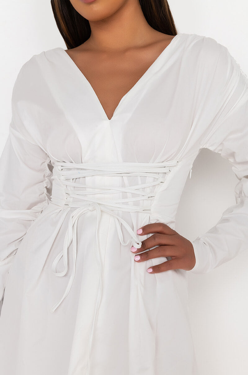 STICK WITH ME MINI DRESS WITH LACE UP