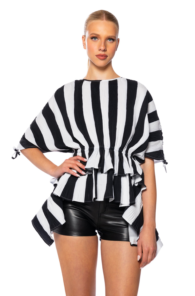 SWEET NOTHINGS STRIPED TIE SHOULDER BLOUSE