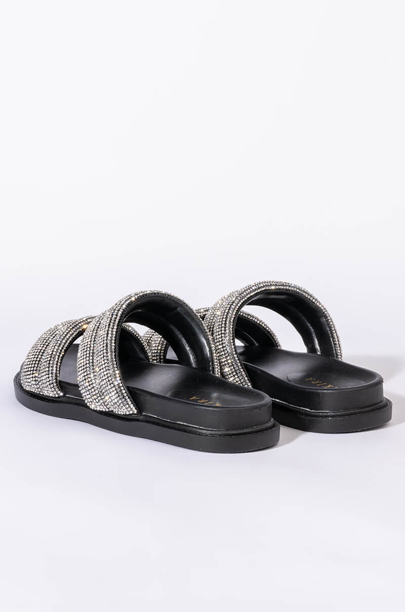 TAKE ME TO SPACE FLAT SANDAL IN BLACK