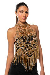 TAKING OVER RHINESTONE MOCK NECK LAYERING TOP