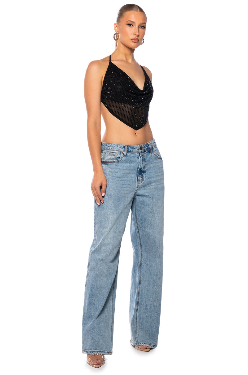 TAMERA RHINESTONE MESH TOP
