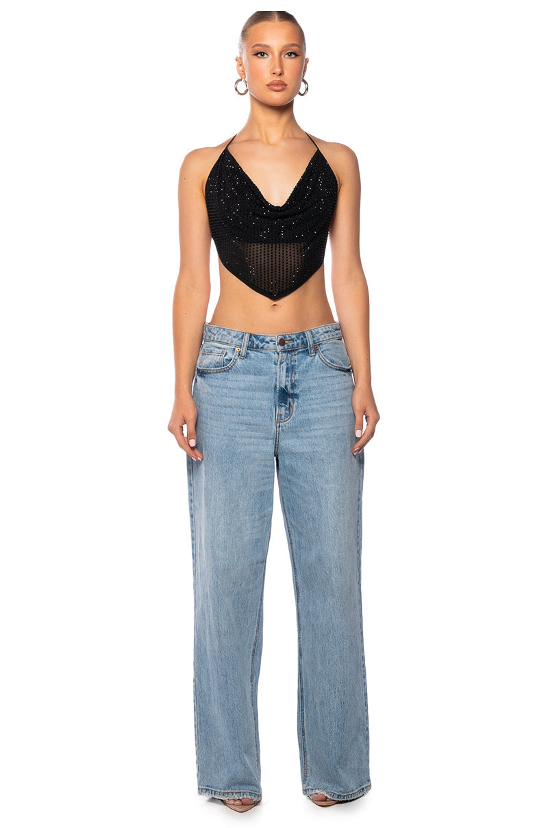 TAMERA RHINESTONE MESH TOP