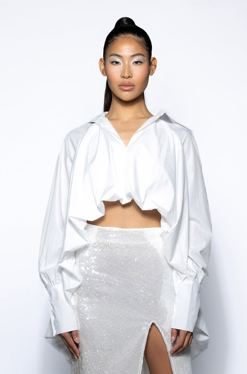 THE MUST HAVE BUBBLE POPLIN BLOUSE